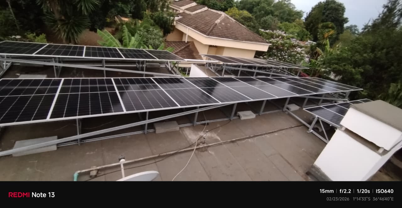Close-up of solar panel wiring and connections at ACK Residence