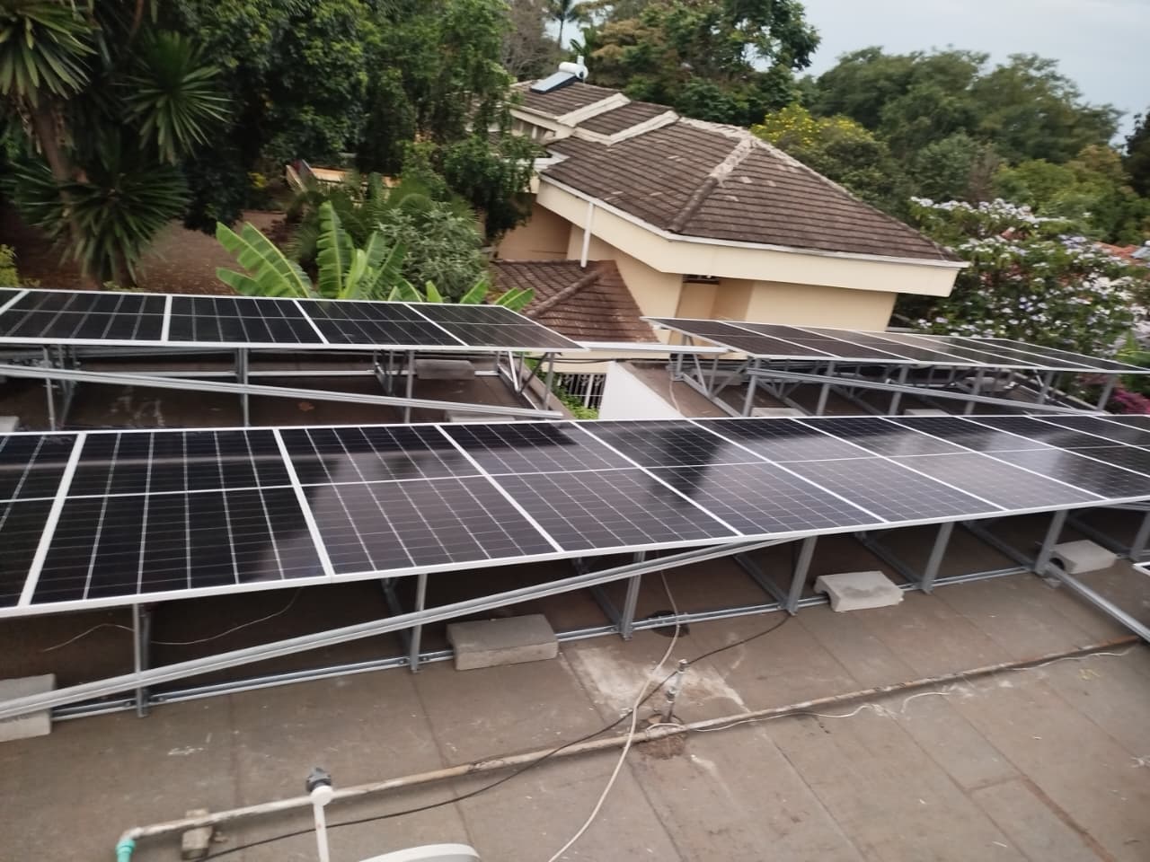 Aerial view of finished solar installation at ACK Residence Lower Kabete
